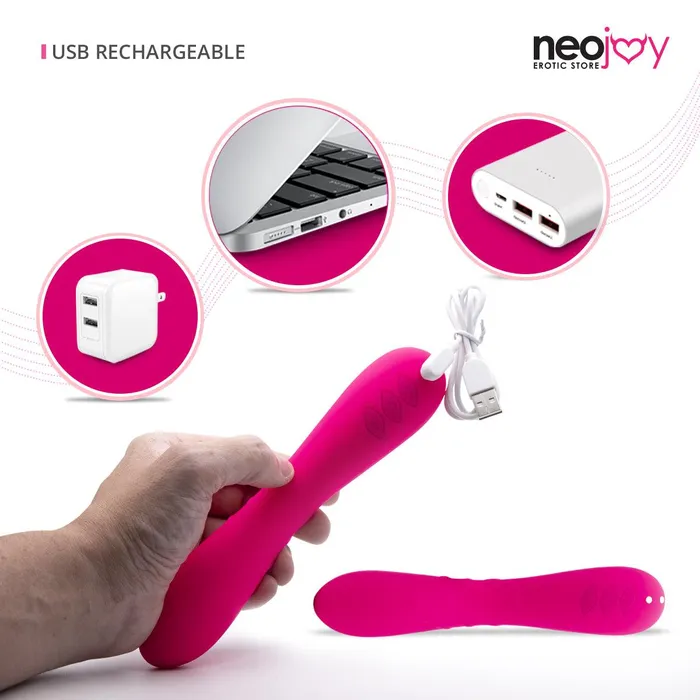 Neojoy Vibrators Neojoy Jumbo Joy Magnetic Rechargable with 10 Speed Earth Shaking Rabbit Vibrator Red