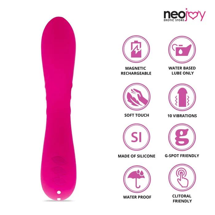 Neojoy Vibrators Neojoy Jumbo Joy Magnetic Rechargable with 10 Speed Earth Shaking Rabbit Vibrator Red