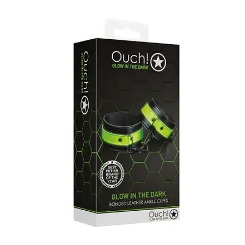Ouch Glow in the Dark Bonded Leather Handcuffs Neon Green SHOTS AMERICA Dildos Ouch Glow in the Dark Bonded Leather Handcuffs Neon Green SHOTS AMERICA Dildos