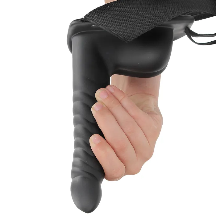 Ouch Ribbed 8 Inch Hollow Ballsy StrapOn in Black Shots Toys Female Sex Toys Ouch Ribbed 8 Inch Hollow Ballsy StrapOn in Black Shots Toys Female Sex Toys