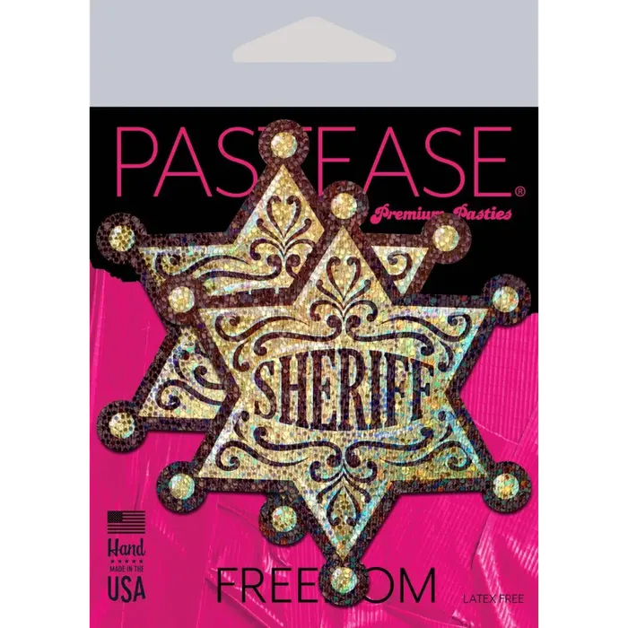 Pastease Nipple Clitoral Toys Pastease Sheriff Star Glittering Golden Sheriffs Badge Nipple Pasties