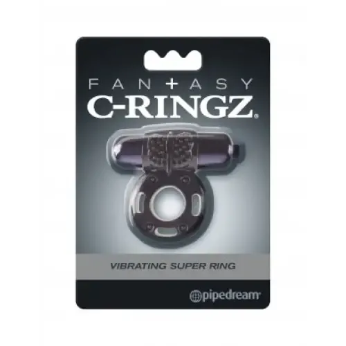 Pipedream Fantasy CRingz Vibrating Super Ring With Bullet Black Fantasy CRingz Female Sex Toys