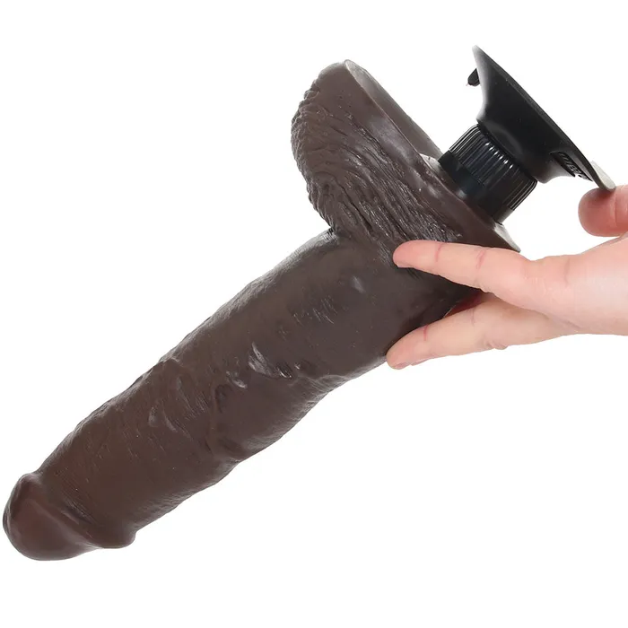 Pipedream King Cock 10 Inch Vibrating Dildo with Balls in Brown Dildos