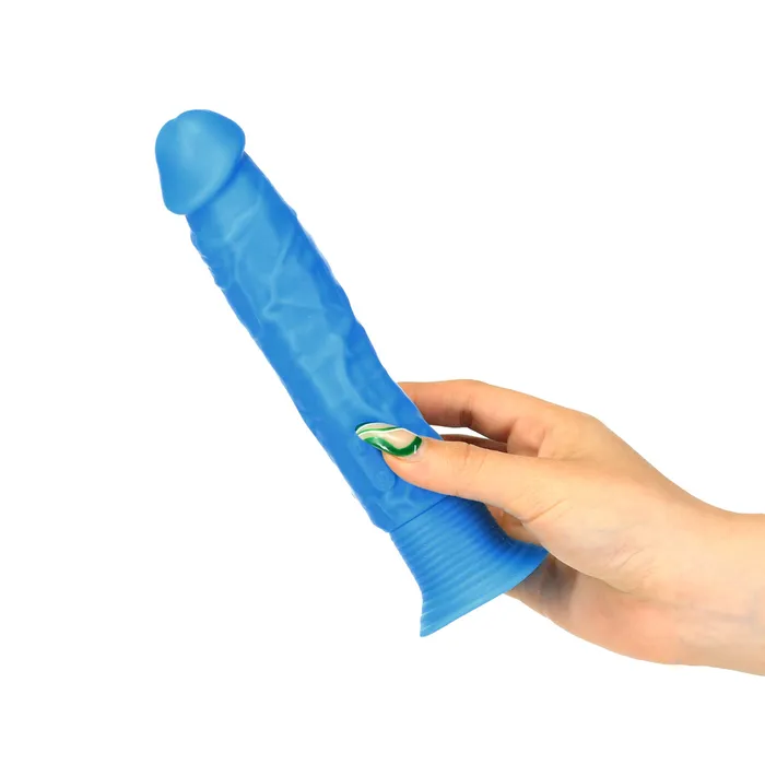 Pipedream Products Vibrators Pipedream Neon Silicone Wall Banger Vibrating Dildo Blue