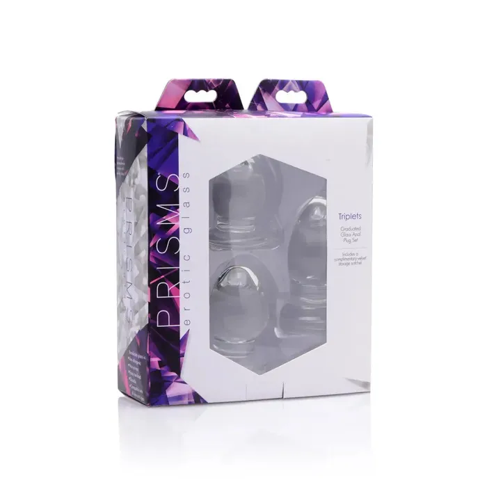 Prisms Triplets 3 Piece Glass Anal Plug Kit Male Sex Toys