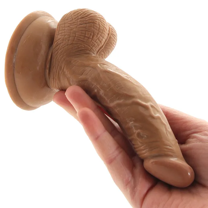 Real Skin Mini Whoppers 5 Inch Curved Dildo in Tan Nasstoys Dildos