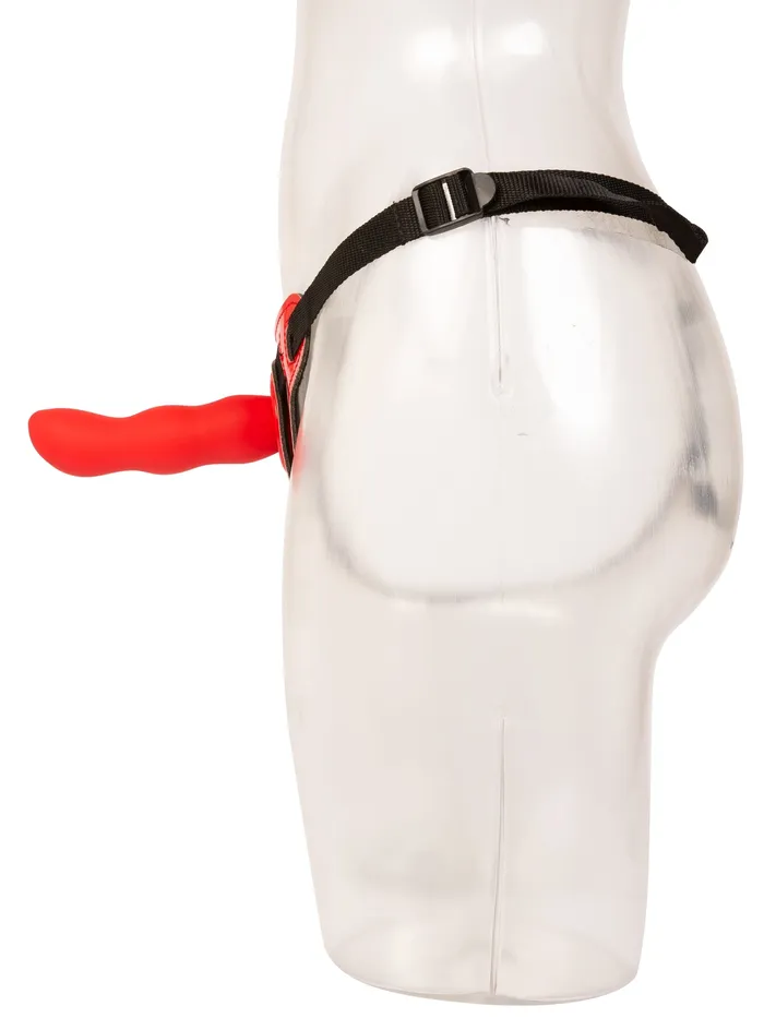 Red Textured StrapOn Harness Set One Size HonourSkintwocom Female Sex Toys