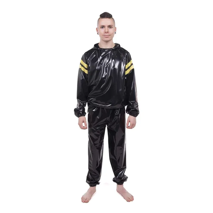REGULATION Anal Striped Vinyl Tracksuit BlackYellow PVC
