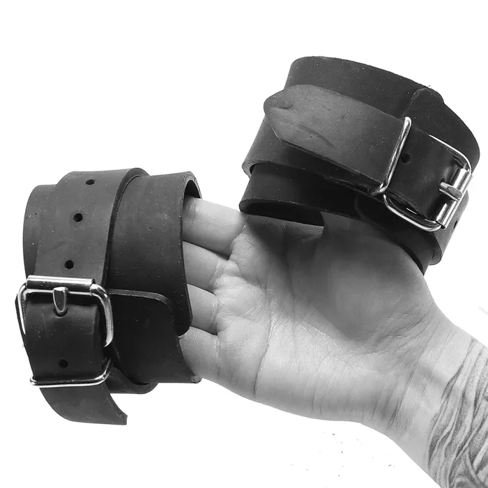 Rouge Dildos Rubber Wrist Cuffs in Black