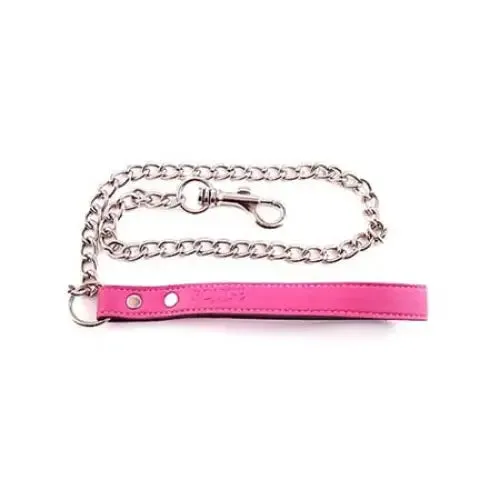 Rouge Restraints Leather Lead with Chain PINK
