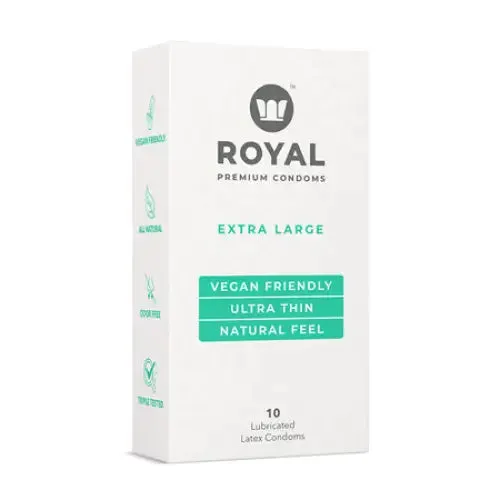 Royal Condom Male Sex Toys Royal Condom Extra Large Vegan Condoms 10Pack