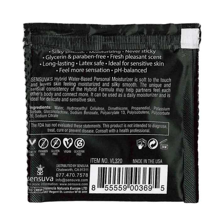 Sensuva Male Sex Toys Sensuva Hybrid Formula Personal Moisturizer Original Foil 6ml020 fl oz