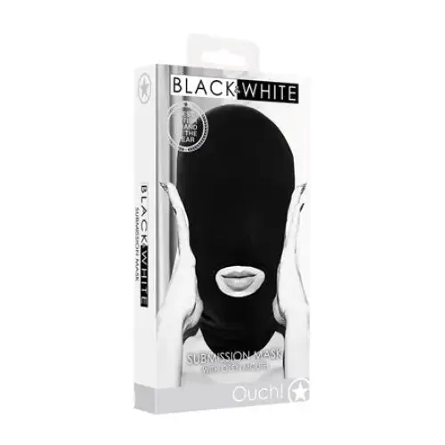 SHOTS AMERICA Anal Ouch Black White Submission Mask With Open Mouth Black