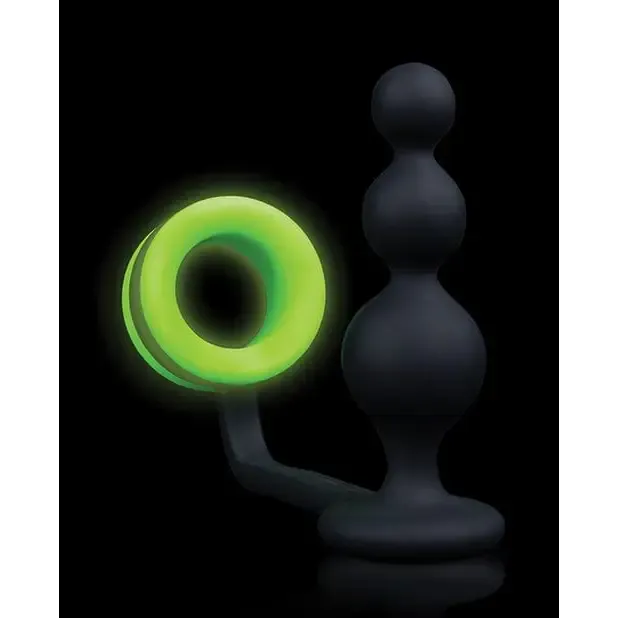 Shots America Anal Shots Ouch Beads Butt Plug Wcock Ring Glow In The Dark