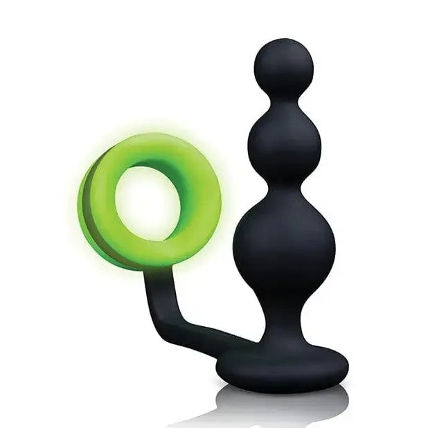 Shots America Anal Shots Ouch Beads Butt Plug Wcock Ring Glow In The Dark