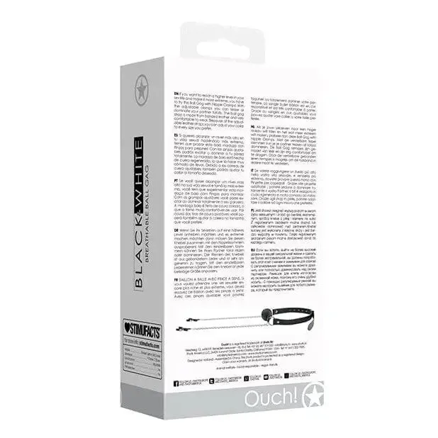 Shots America Anal Shots Ouch Black White Breathable Ball Gag Wnipple Clamps Black Shots America Anal Shots Ouch Black White Breathable Ball Gag Wnipple Clamps Black