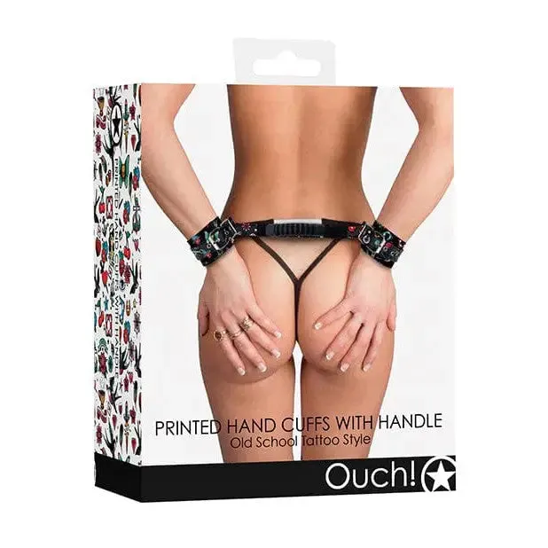Shots Ouch Old School Tattoo Style Printed Handcuffs Whandle Black Shots America Anal Shots Ouch Old School Tattoo Style Printed Handcuffs Whandle Black Shots America Anal