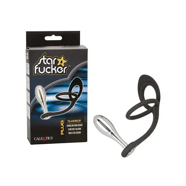 Star Fucker Teardrop Gem Plug Wsilicone Enhancer Black CalExotics Anal