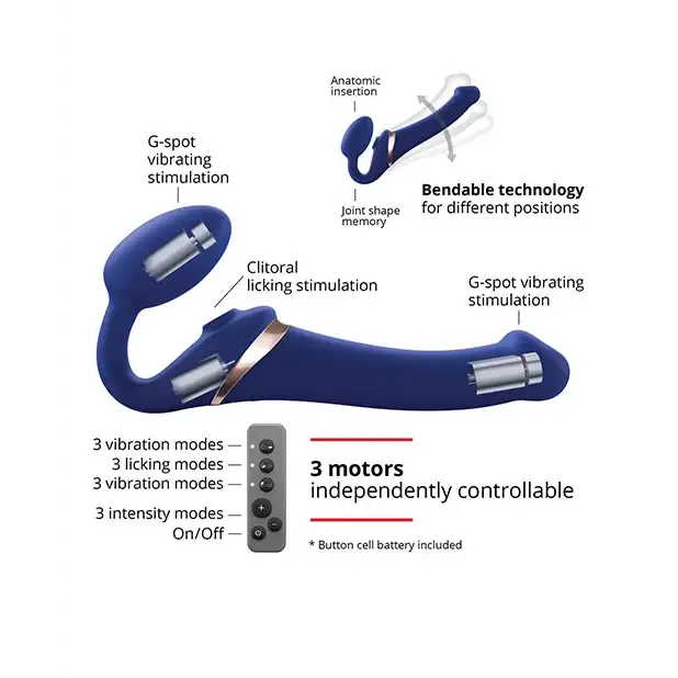 StrapOnMe Rechargeable RemoteControlled Multi Orgasm Bendable StrapOn Night Blue M StrapOnMe Female Sex Toys StrapOnMe Rechargeable RemoteControlled Multi Orgasm Bendable StrapOn Night Blue M StrapOnMe Female Sex Toys