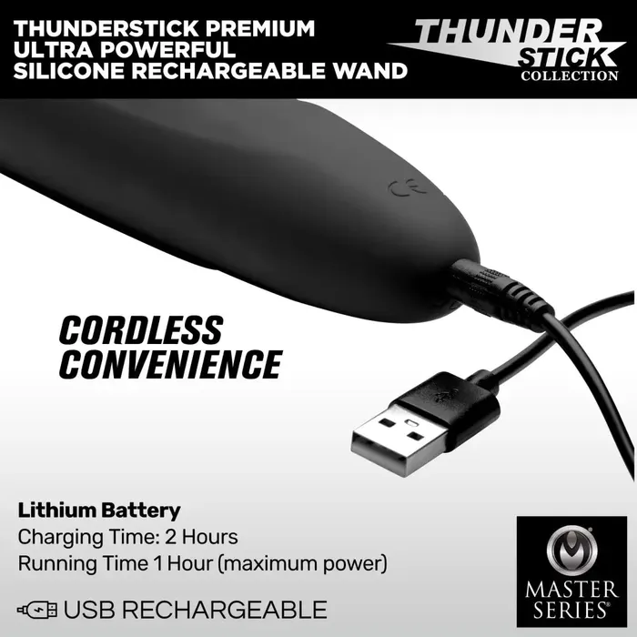 Thunderstick Premium Ultra Powerful Silicone Rechargeable Wand Master Series Female Sex Toys