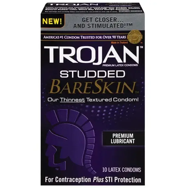 Trojan Female Sex Toys Trojan Studded Bareskin Condoms Box Of 10