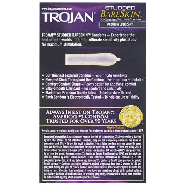 Trojan Female Sex Toys Trojan Studded Bareskin Condoms Box Of 10 Trojan Female Sex Toys Trojan Studded Bareskin Condoms Box Of 10