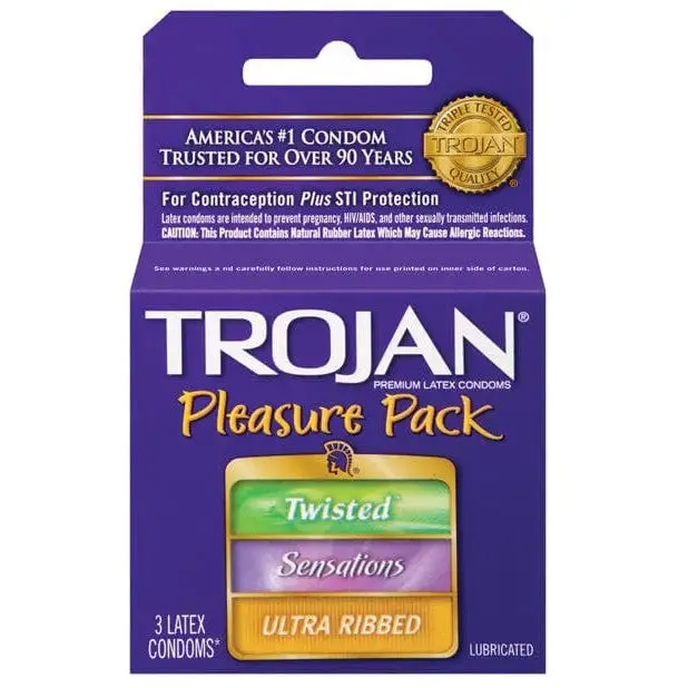 Trojan Vibrators Trojan Pleasure Pack Condoms Box Of 3