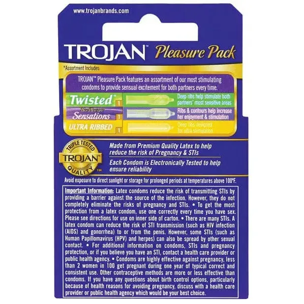 Trojan Vibrators Trojan Pleasure Pack Condoms Box Of 3 Trojan Vibrators Trojan Pleasure Pack Condoms Box Of 3
