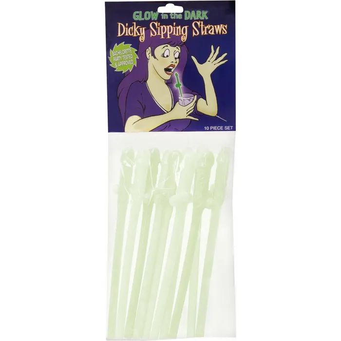 TYTF Female Sex Toys TYTF Glow In The Dark Pecker Drink Straws 10pc Set