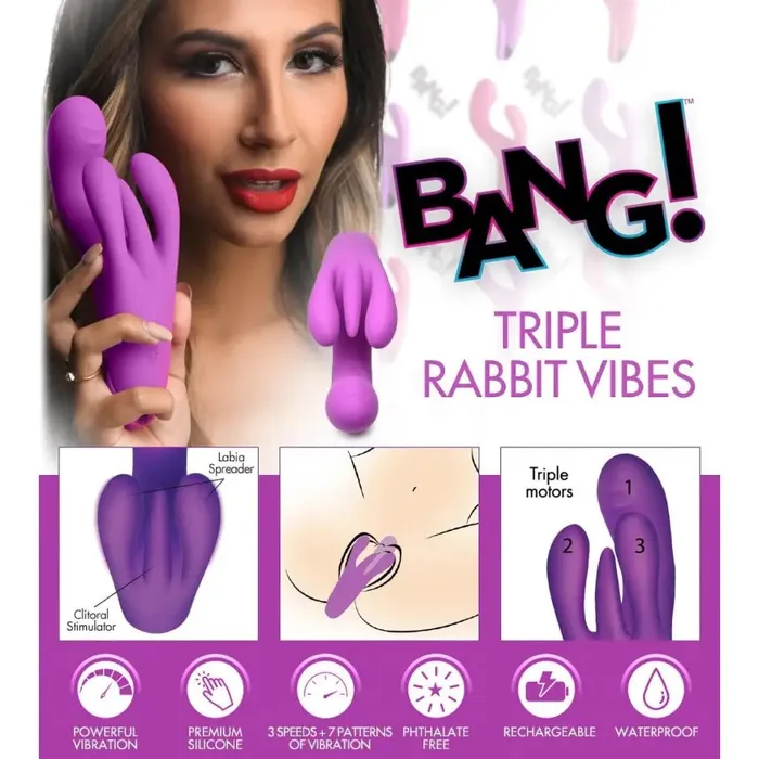 Vibrators BANG BANG 10x Triple Rabbit Silicone Vibrator