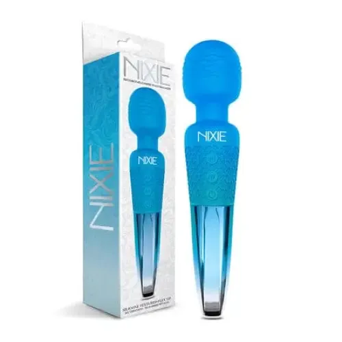 Vibrators NIXIE Nixie Rechargeable Wand Massager Blue Ombre Metallic Vibrators NIXIE Nixie Rechargeable Wand Massager Blue Ombre Metallic
