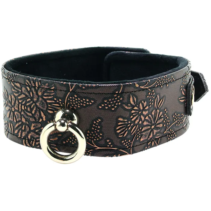 Vibrators Spartacus Lockable Lined Collar and Leash in Metallic Floral