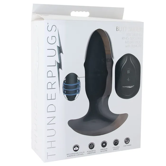 XR Brands Anal Thunder Plugs Butt Slider Remote Plug
