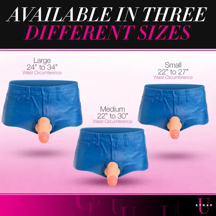 XR Brands Female Sex Toys Booty Shorts 6 Inch Dildo Silicone Strap On Harness Medium
