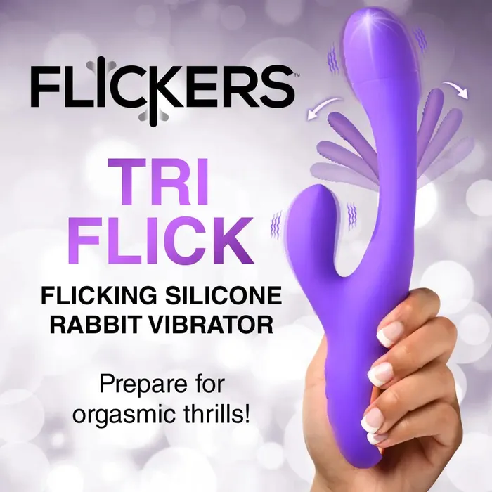 XR Brands Female Sex Toys Tri Flick Silicone Flicking Rabbit Vibrator