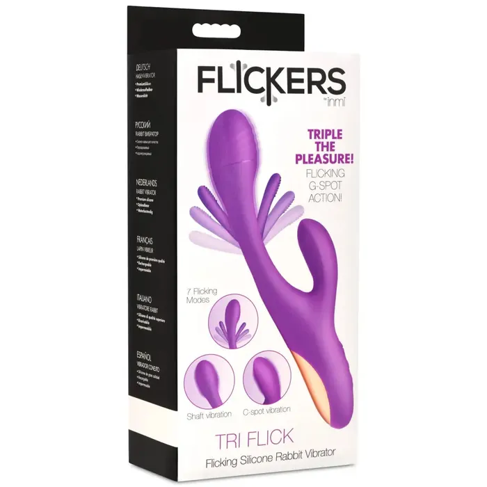XR Brands Female Sex Toys Tri Flick Silicone Flicking Rabbit Vibrator