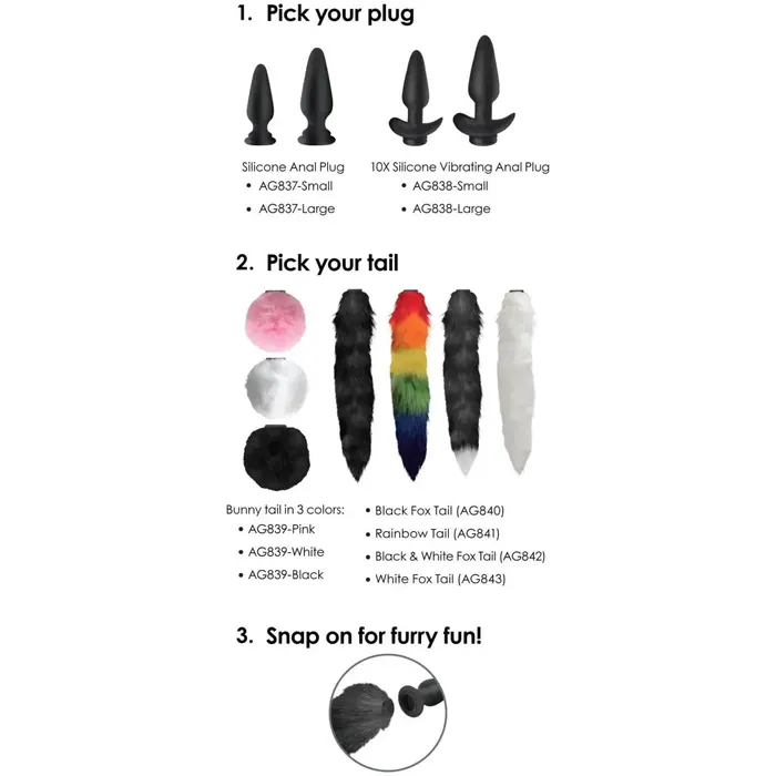 XR Interchangeable Bunny Tail Tailz Vibrators