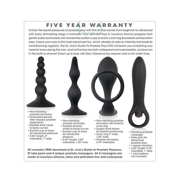 Zero Tolerance Anal Zero Tolerance Intro To Prostate Kit 4Piece Anal Play Set With DVD